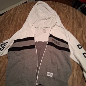 Victoria's Secret Gray and White Hooded Cardigan